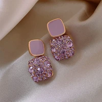 new vintage purple shiny crystal geometric women earrings contracted sweet lovely fine shiny drop earrings jewelry