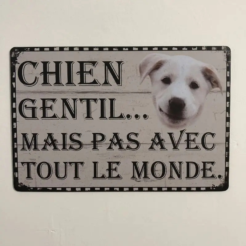 [Luckyaboy] Vintage Home Decor Dog Paris Attention Drink Car Metal Tin Signs Wall Art Painting Poster Bar Cafe Garage Decor