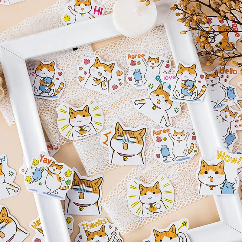 45 шт. милый кот наклейки Kawaii Канцелярские бумажные наклейки пуля журнал наклейки для детей DIY дневник в стиле Скрапбукинг Декор поставки
