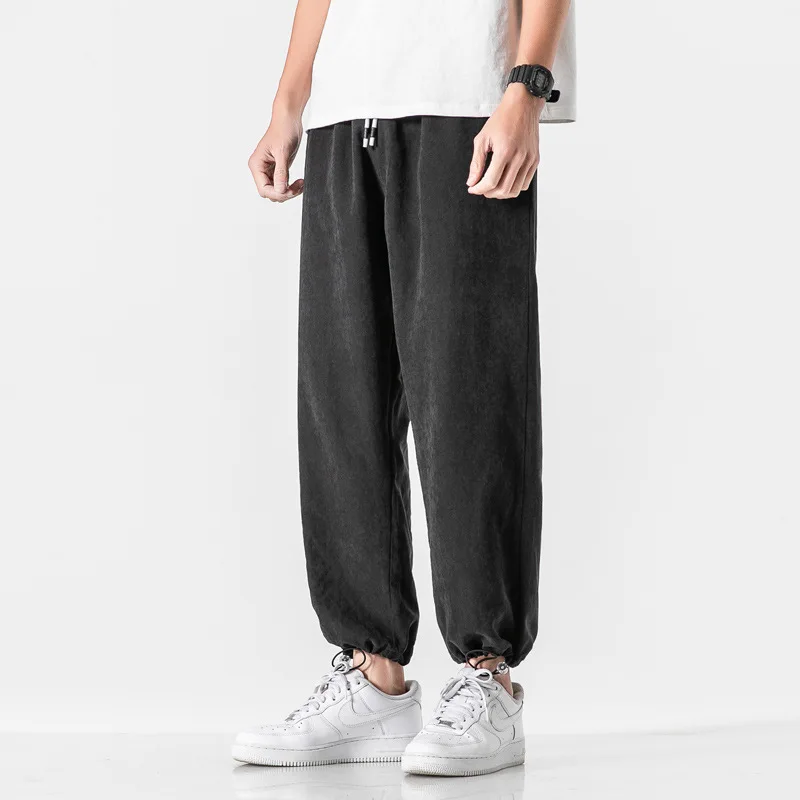 Новинка весна-осень 2022 Замшевые мужские повседневные брюки на шнуровке