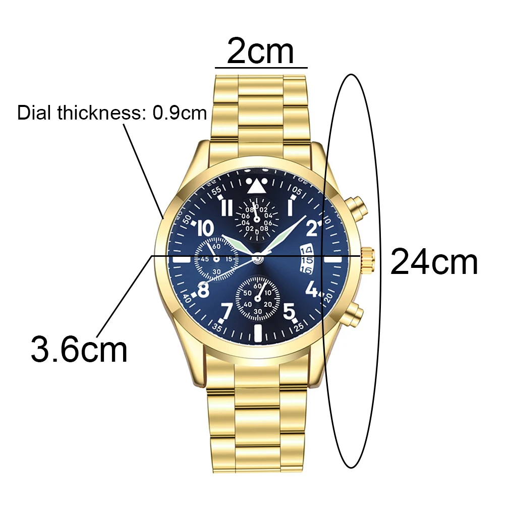 

Fashion Men Round Sub Dial Calendar Display Luminous Analog Quartz Wrist Watch