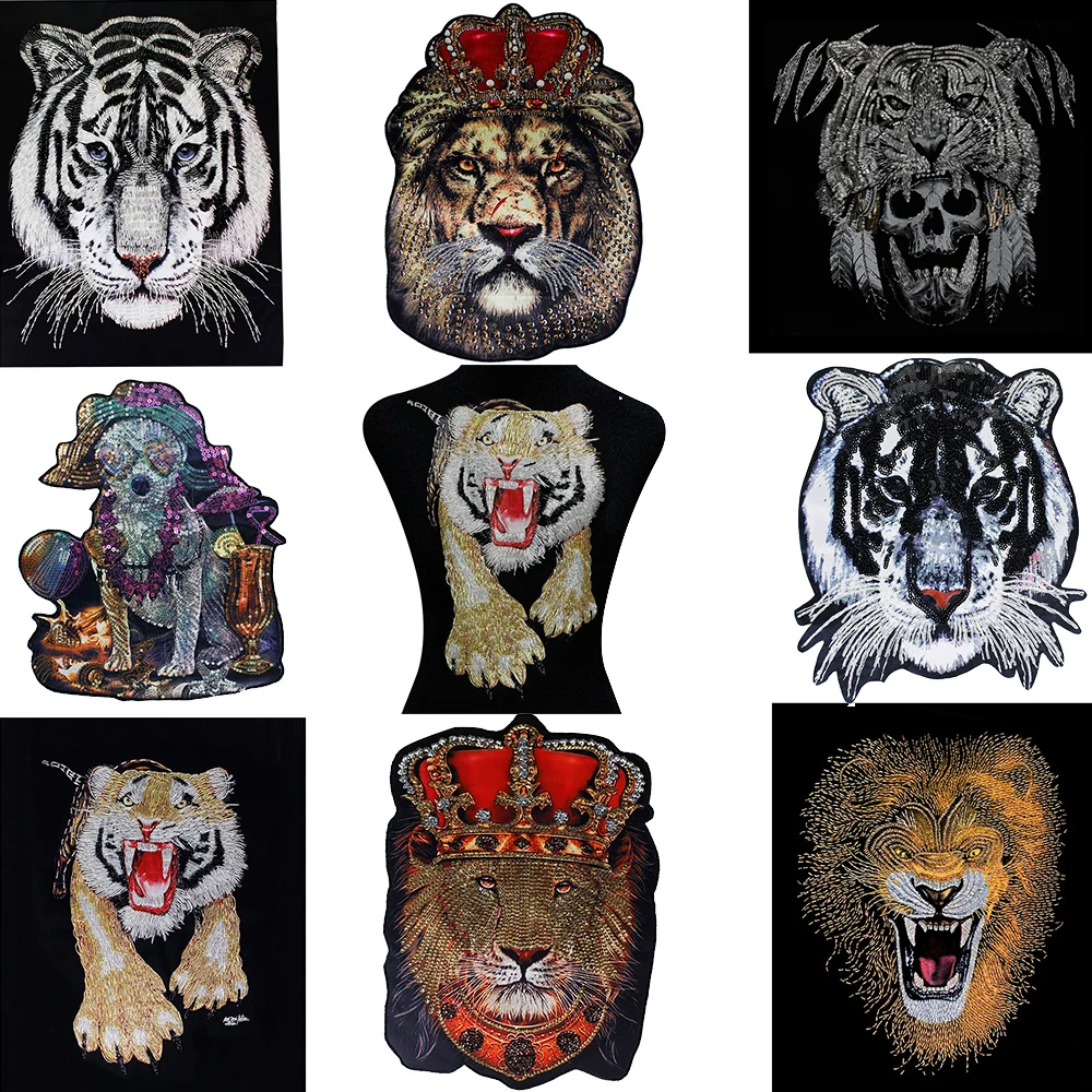Нашивки в форме собак Big Lion King Head нашивки с блестками виде животных из большой