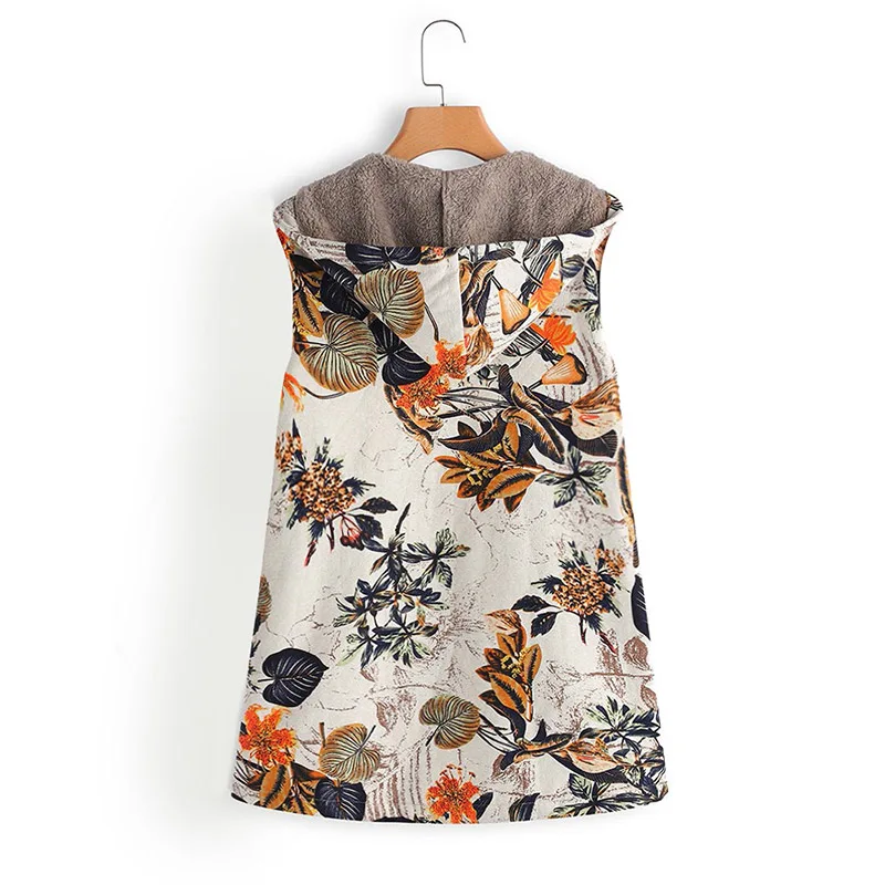 Новый женский зимний винтажный топ с капюшоном без рукавов плюшевый жилет 2019