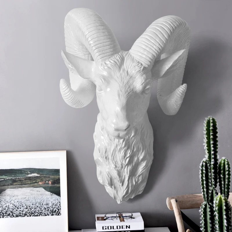 

[MGT] European Animal Deer Head Elephant Hanging Stereo Creative Livingroom Mural Wall Background For Decoration Resin Craft