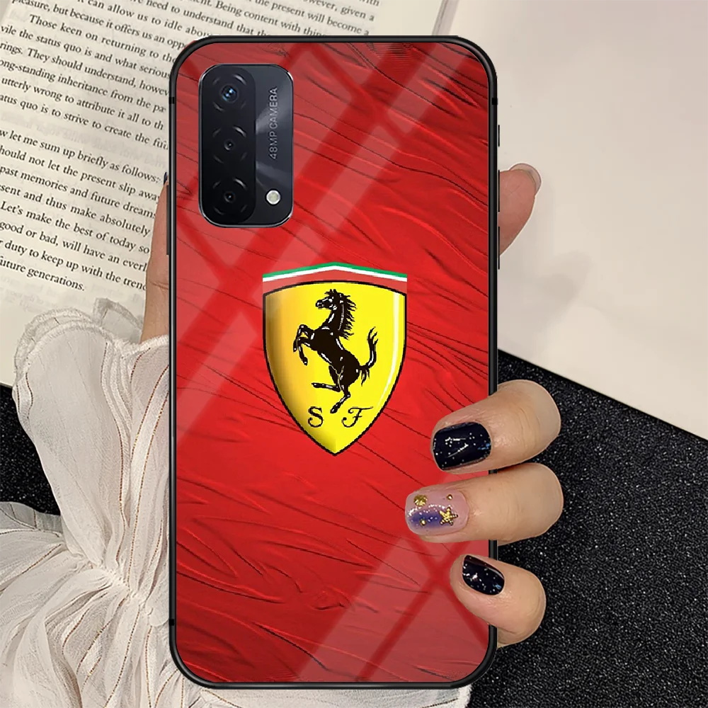 

Supercar Luxury Car Ferraris Phone Tempered Glass Case Cover For oppo realme find a x c xt gt 2 53 3 6 7 50 11 i Pro 4g 5g Back