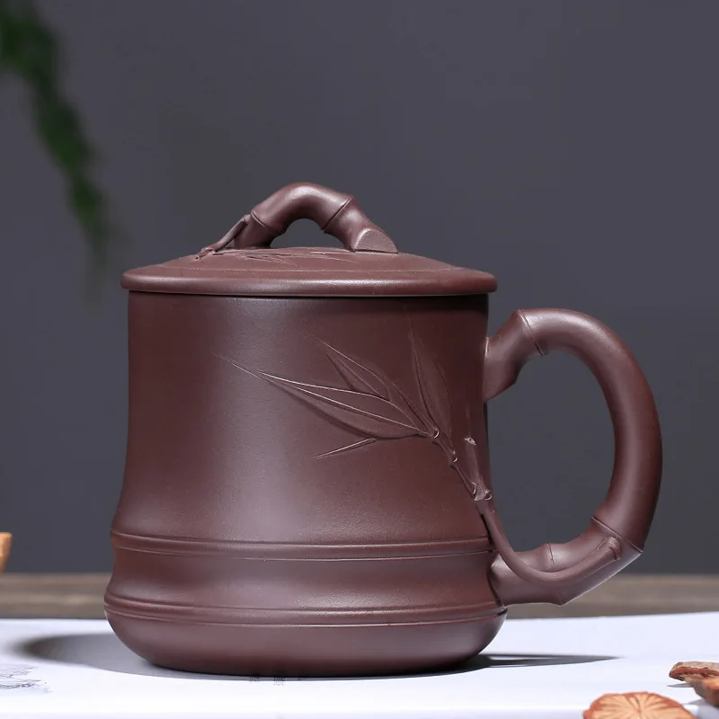 

Custom sale of new purple sand cover cup, raw ore, purple mud, handmade bamboo leaf cup, tea set and gift box