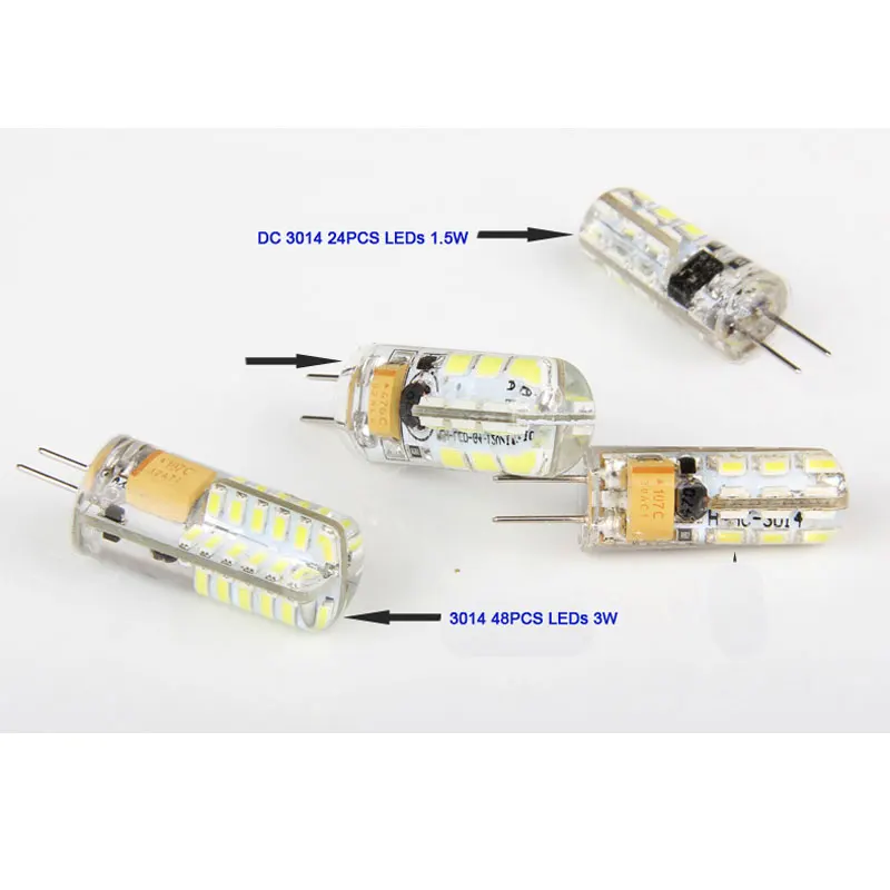 Светодиодный светильник G4 высокой мощности 1 5/3/5 Вт SMD 3014 DC/AC 12 В AC110V 220 белый/теплый