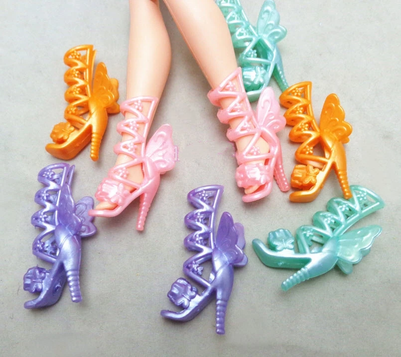 5 парт/лот модные туфли на высоком каблуке с крыльями бабочки карамельного цвета