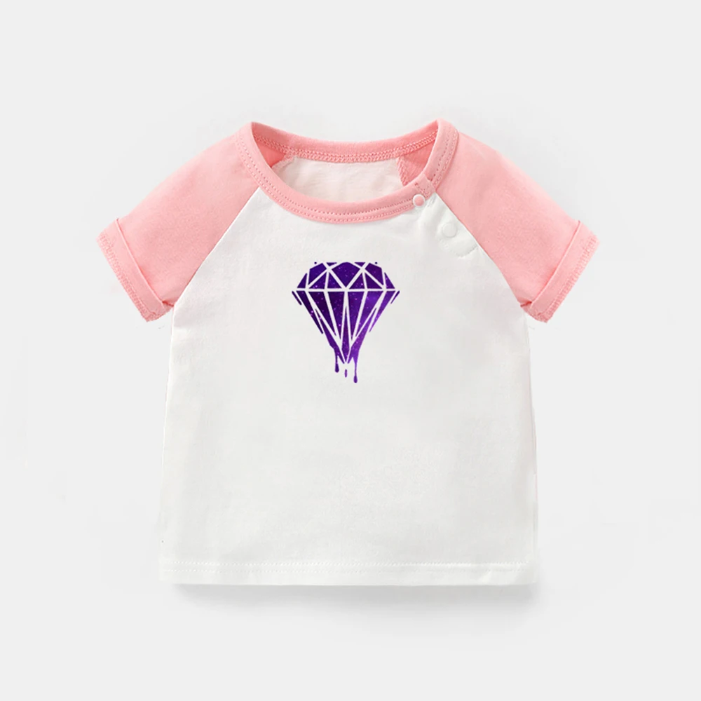 

Bleeding Melting Dripping Galaxy Diamond Design Newborn Baby T-shirts Toddler Graphic Raglan Color Short Sleeve Tee Tops