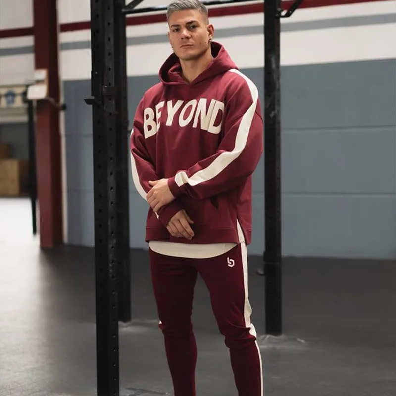 Повседневный Спортивный костюм для мужчин толстовка с капюшоном свитшот длинным