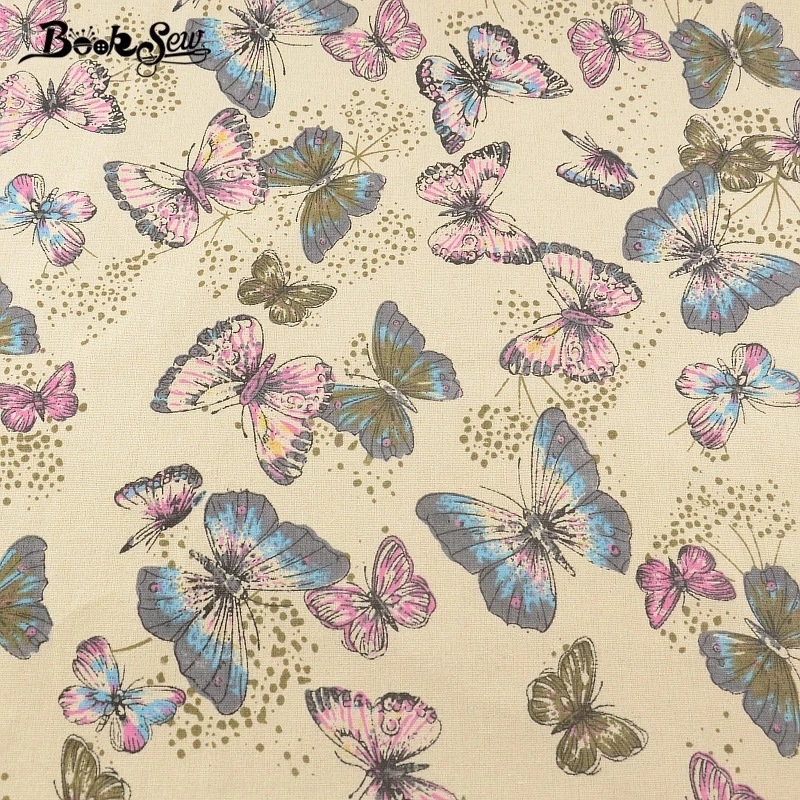 Booksew хлопок белье Ткань красивая бабочка Дизайн Вышивание Материал для скатерти