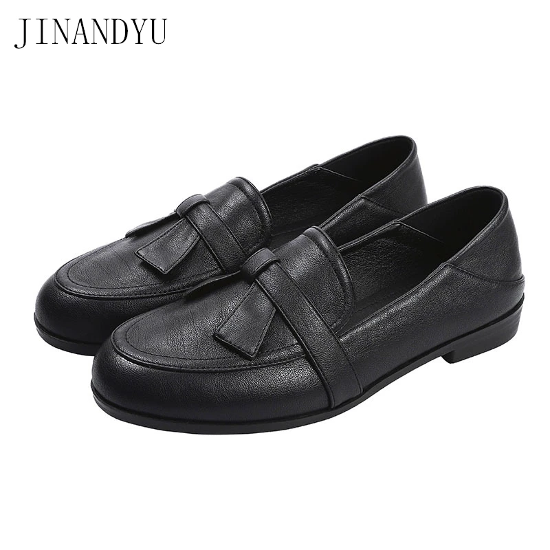 

Brand Women Retro Round Toe Chunky Small Leather Shoes College Style Bow Oxfords Loafers Two Wear Slip on Mules Pumps Size 43
