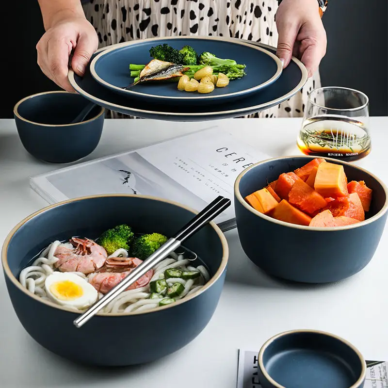 Nordic Style Morandi Matte Ceramic Tableware Bowl and Spoon 