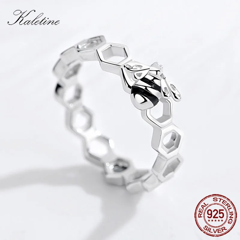 KALETINE, роскошные серебряные кольца в виде пчелы, сердца, 925 пробы, для женщин, кольца с Сотами, для женщин, мужчин, кольцо, органайзер для ювелирных изделий