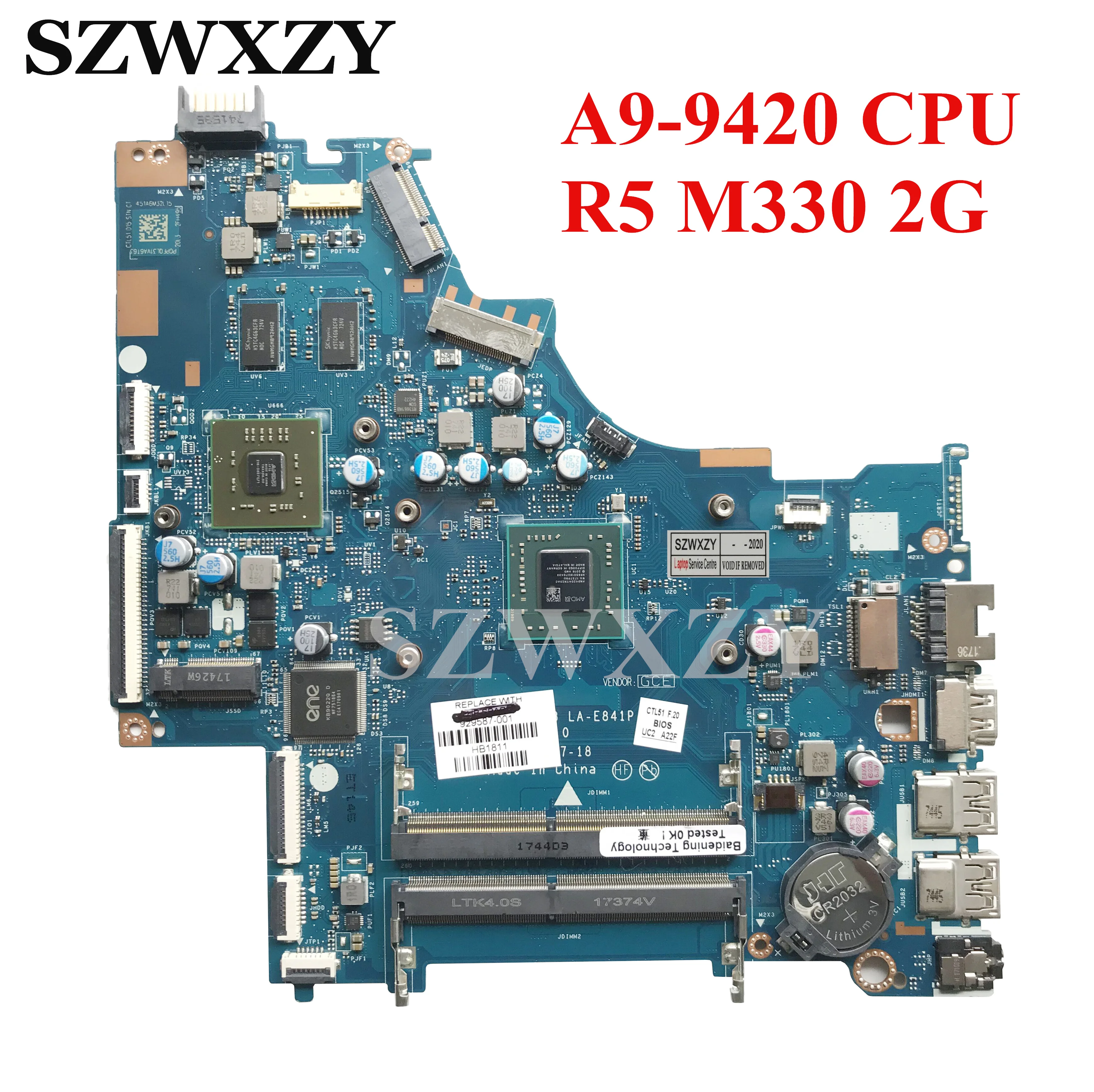 Материнская плата CTL51/53 для ноутбука HP PAVILION 15 BW материнская процессор R5 M330 2G GPU 929587