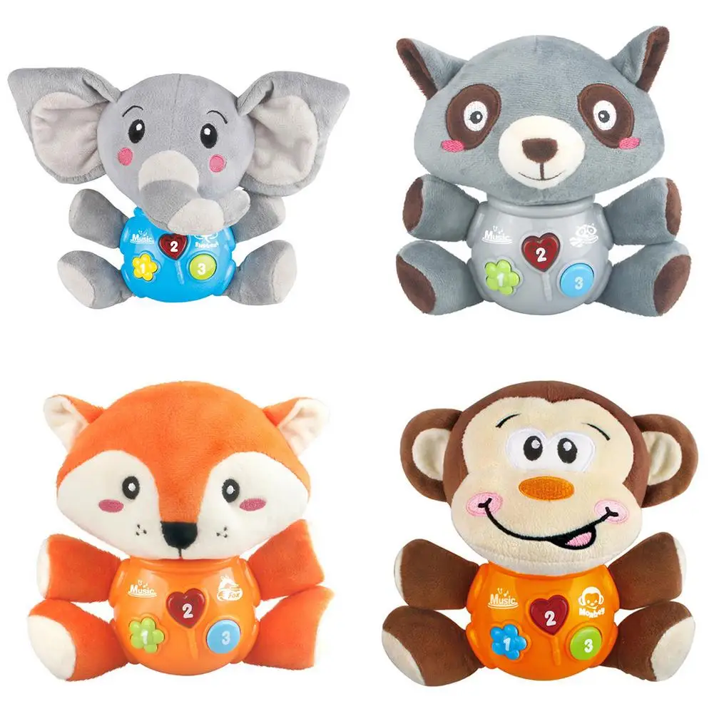 

Baby Musical Toys Cute Infant Plush Lights Toys Educational Toys For Toddlers Elephant Monkey Fox Funnny Infant Gifts