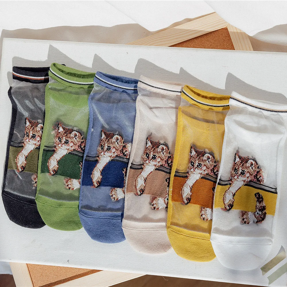 Новинка милые японские носки женские кристально прозрачные с закрытым носком