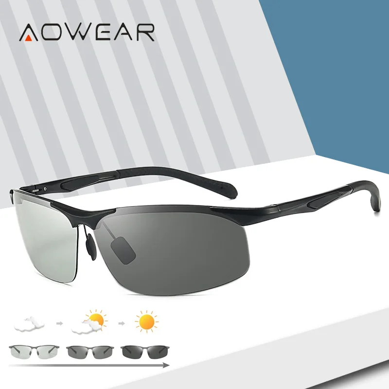 Спортивные солнцезащитные очки AOWEAR без оправы фотохромные Мужские