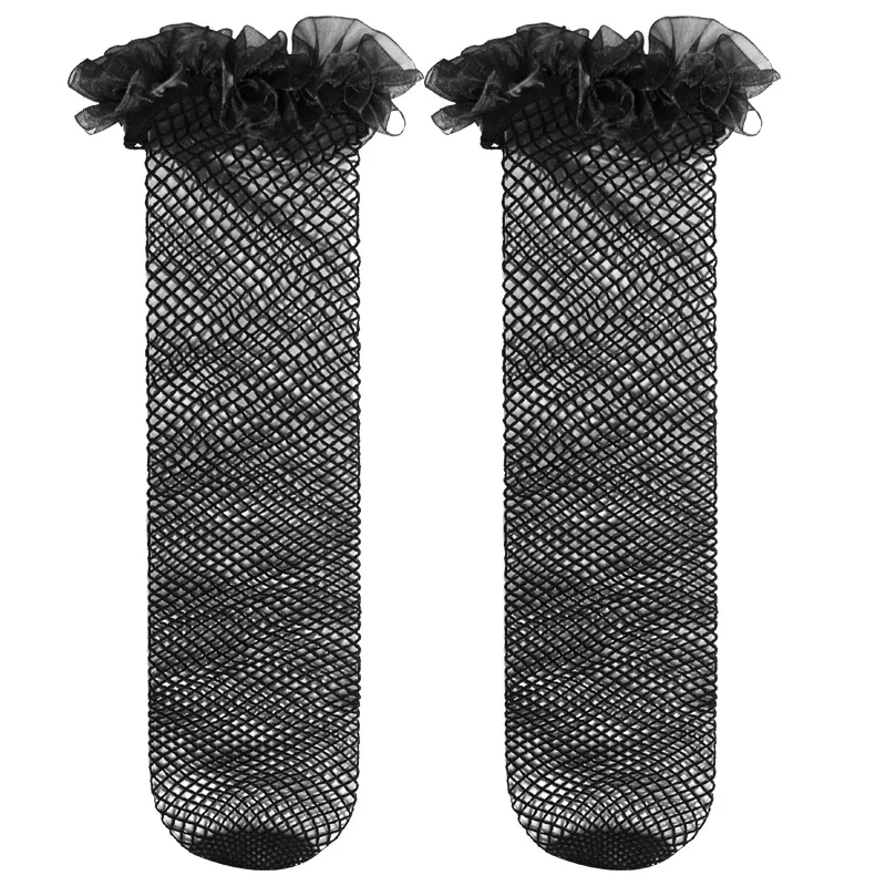 

Summer thin black silk stockings lace Lolita sweet JK college style spicy girl fishing net knee socks