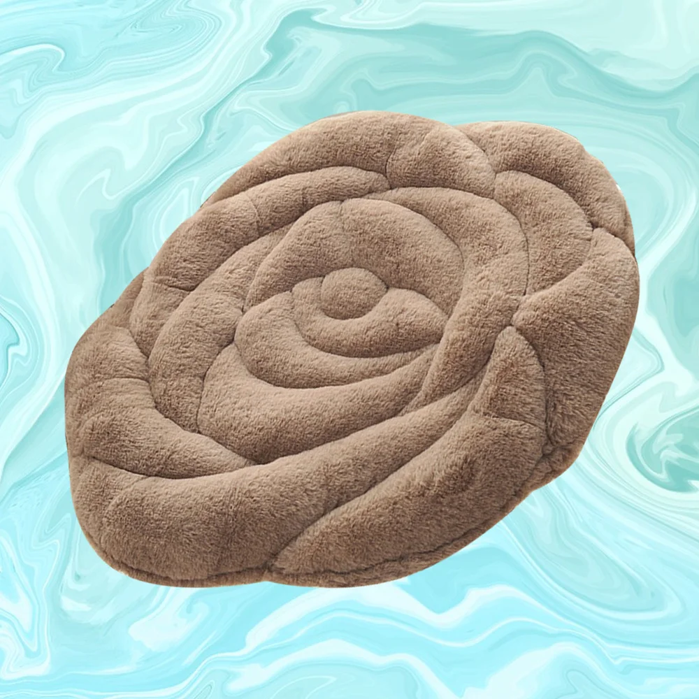 

Plush Rose Seat Cushion Rose Flower Chair Cushion Fashion Office Seat Cushion (Coffee)