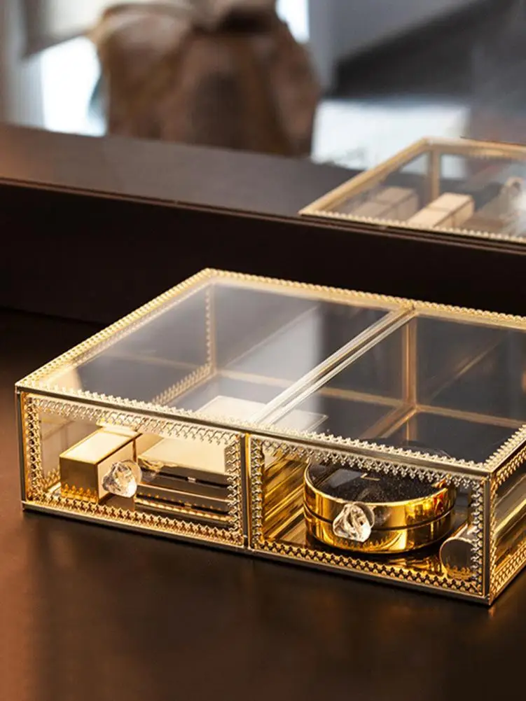 Винтажный органайзер для макияжа 3 слоя 6 ящиков съемный косметический