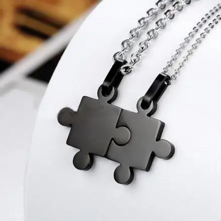 Романтические парные ожерелья-подвески LOOKER гладкие ожерелья-пазлы из титановой