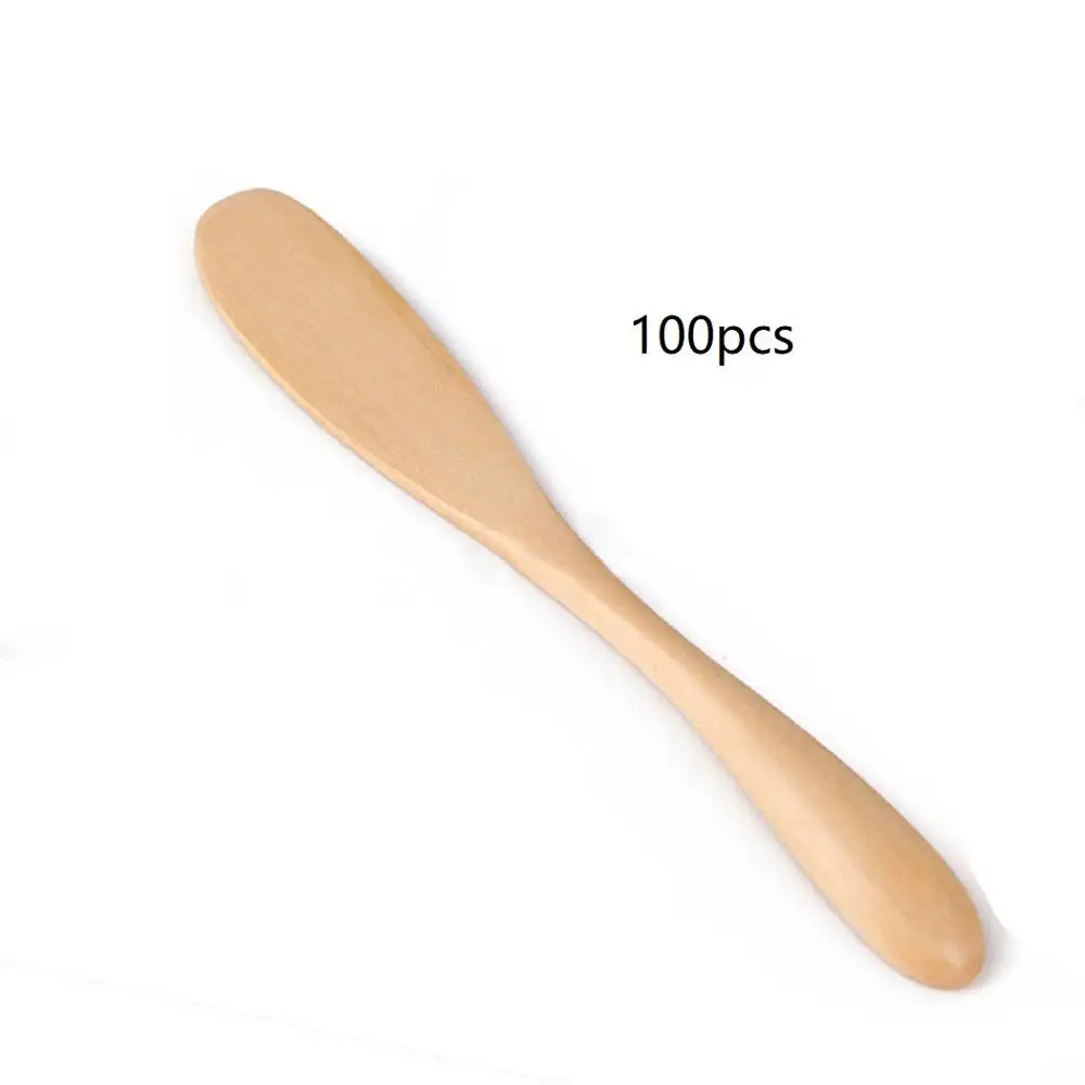

Visual Touch 100pcs Solid Wood Wooden Butter Spreaders Cheeze Knives Set for Cheeze and Wine Party Tableware Spatlus