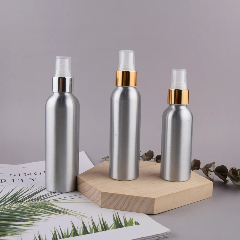 5 шт. 30 500 мл алюминиевый флакон с золотистым алюминиевым распылителем