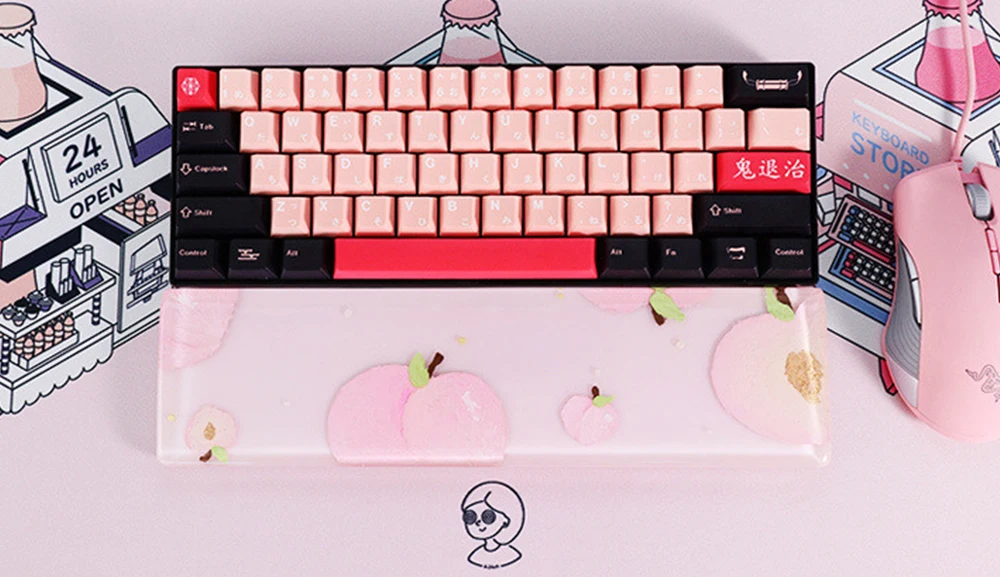 Подставка под запястье розовая персиковая полимерная для механической