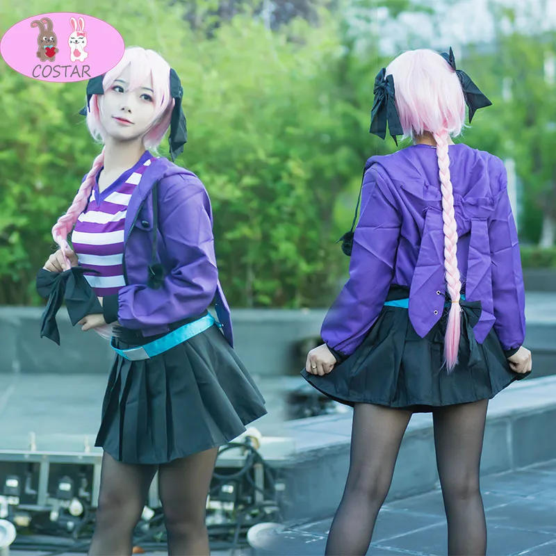 

COSTAR Hot Anime Fate Astolfo Cosplay Costume Set Jacket/skirt/belt/T-shirt/headwear/socks Women Girl Halloween Dress Up