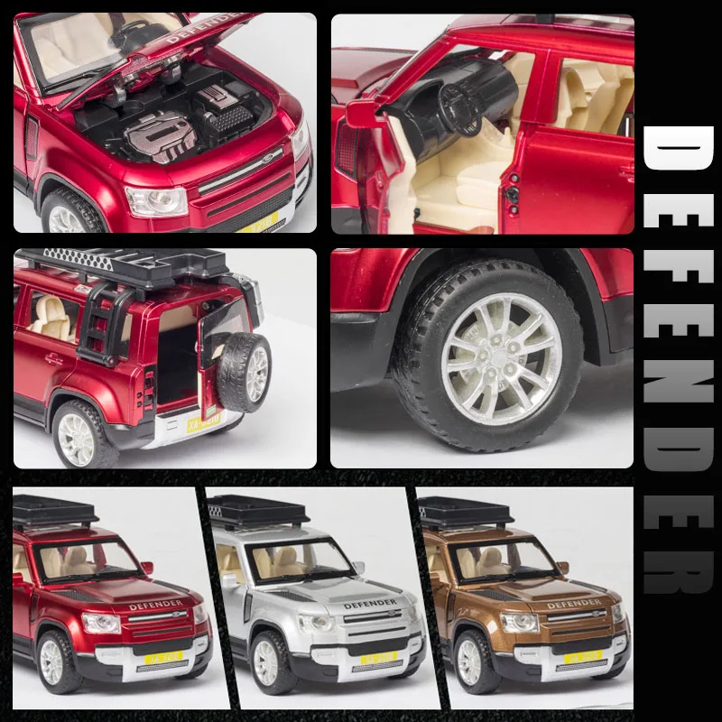 

1:32 High Simulation Land Rover Defender Diecast Car Model Alloy Pull Back SUV Kid Toy Sound Light Cars Children'S Gifts CT0131