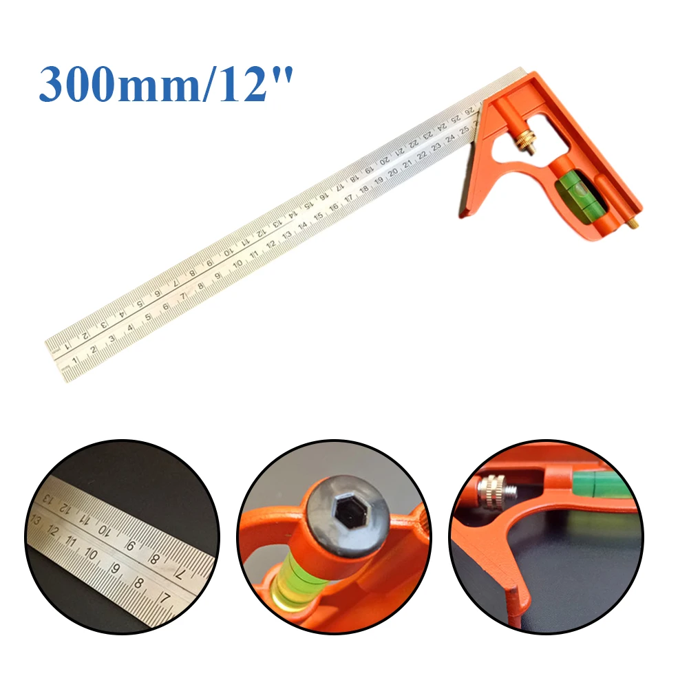 

Steel Combination Square Ruler Steel Ruler 12inch Quality Multifunction