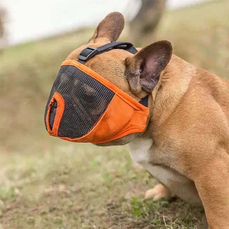 

Pet Breathable Net Mask Small Dogs Face Cover French Bulldog Muzzle Can Be Used With Traction Rope Animals Training Accessories