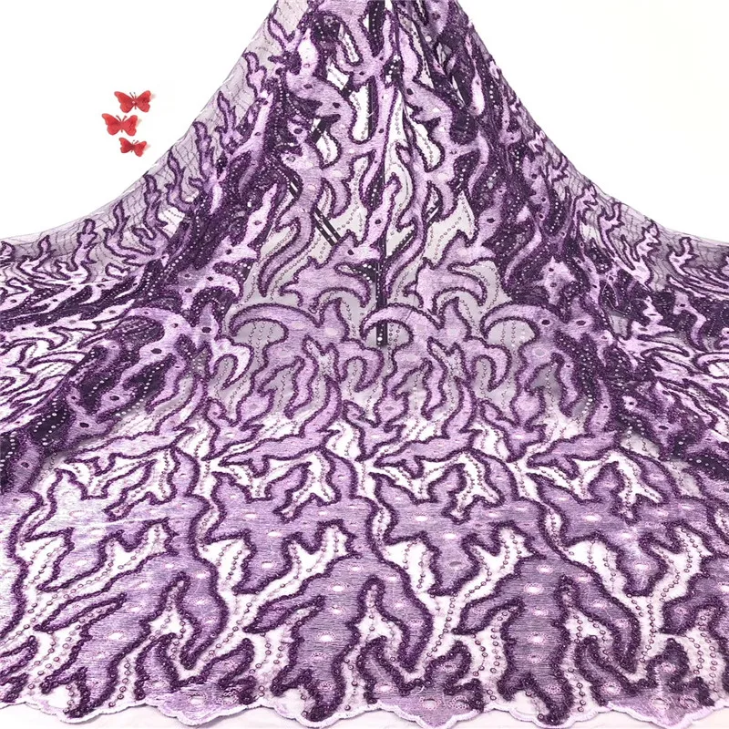 

NaXiu Heavy Wholesale High Quality Big African Color Plain Embroidered Wedding Dress Lace Fabric with Sequins