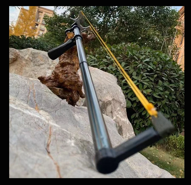 High Precision Telescopic Red Laser Slingshot with Straight Rod and High Power 
Rubber Band - Stainless Steel Outdoor Hunting Catapult image 4