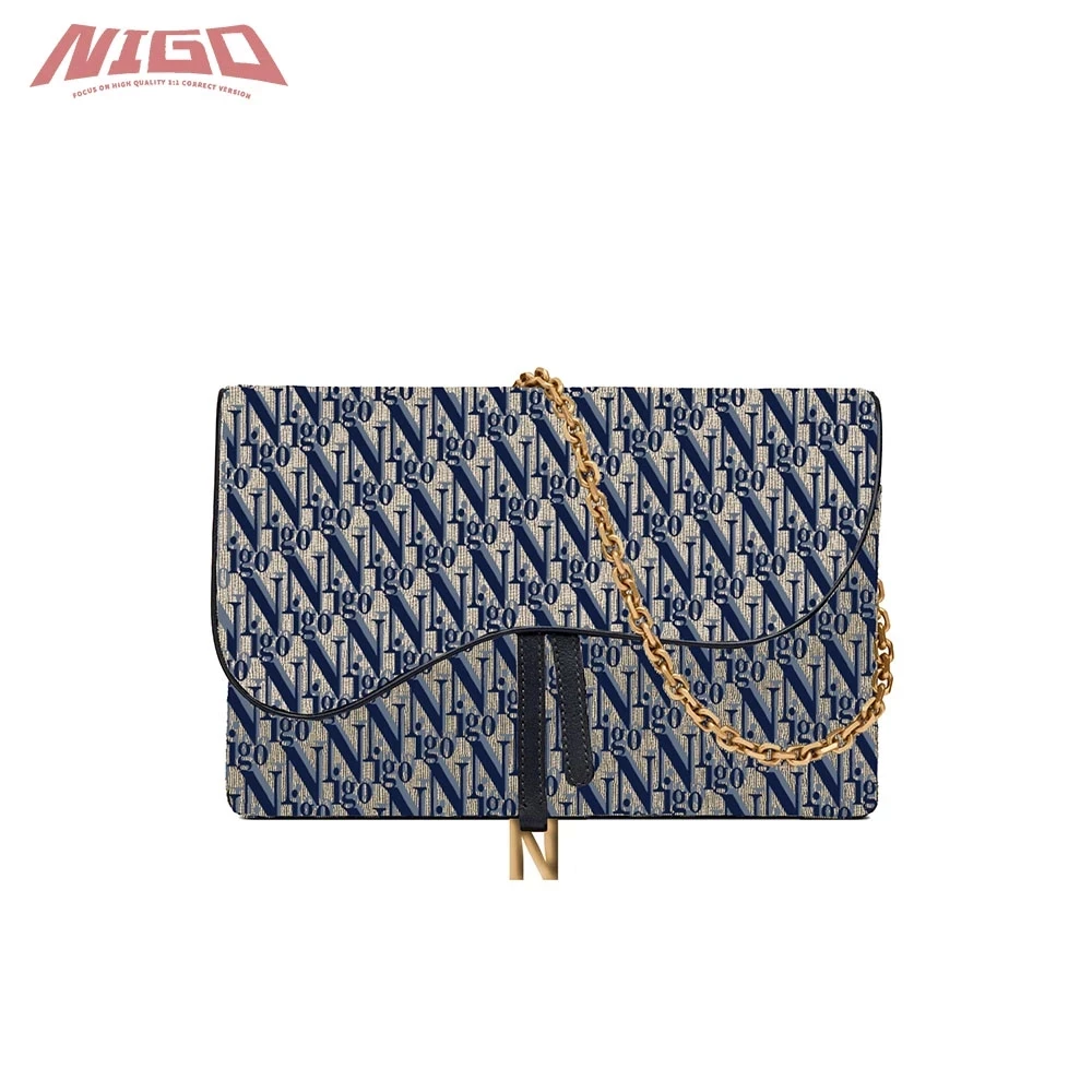 

Синяя сумка-седло NIGO, жаккардовая сумка, сумки # nigo55573