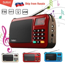 Rolton W405 Mini Portable FM Radio USB TF Radios Set Receiver Speaker Mp3 Music Player With LED Flashlight For PC IPod Phone