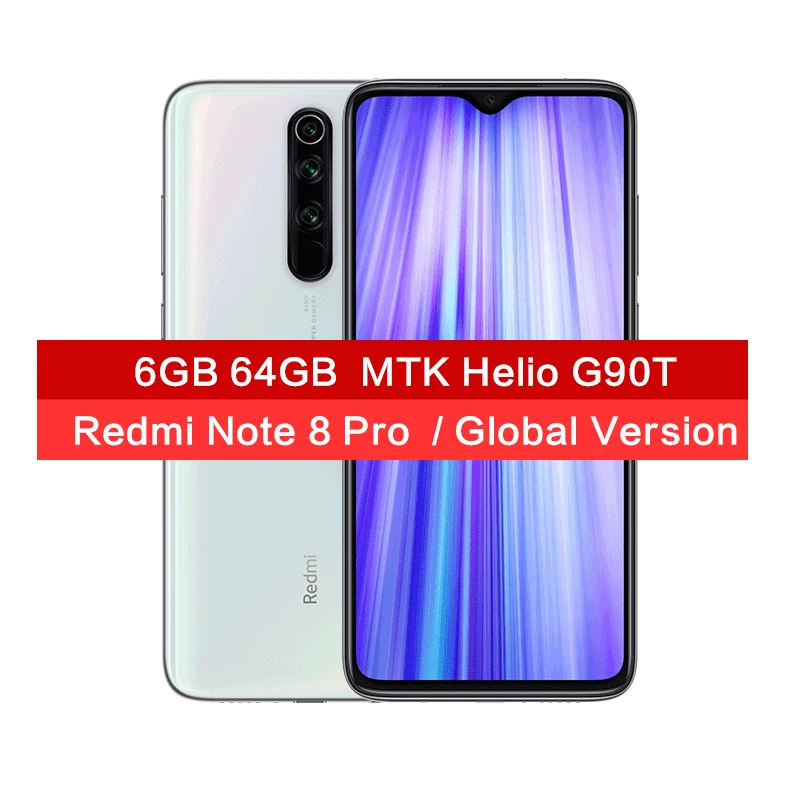 White 6GB 64GB Глобальная версия Xiaomi Redmi Note 8 Pro 64MP Quad camera 6 ГБ 64 Гб Смартфон NFC 4500 мАч 18 Вт MTK Helio G90T 6,5" FHD+ смартфон - Цвет: White 6GB 64GB