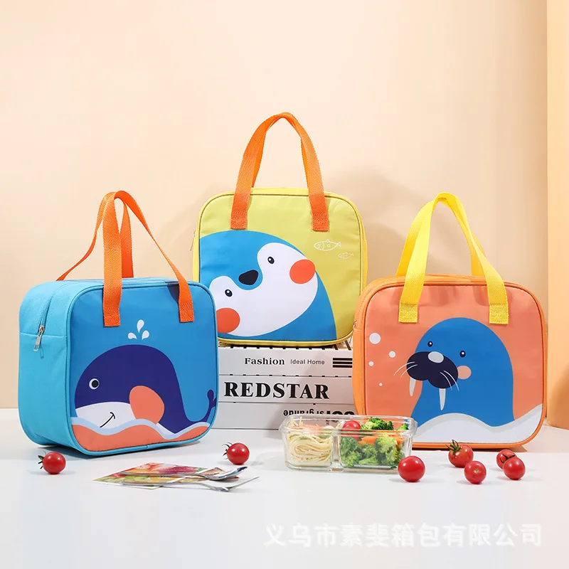 

2021 New cartoon Bento bag Large capacity portable ice bag Bento bag Thickened aluminum foil square insulated lunch box bag
