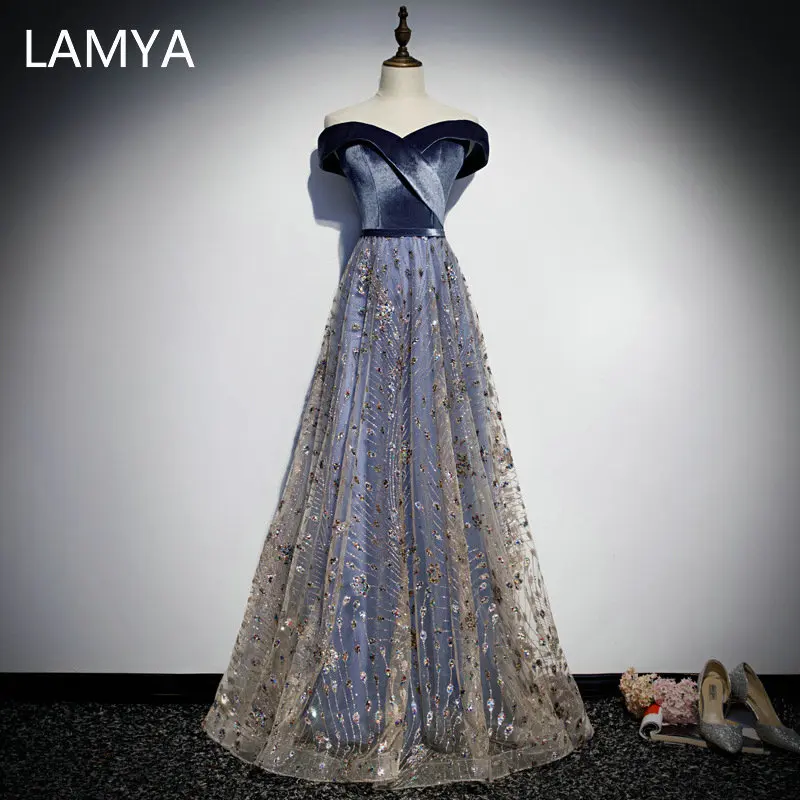 Фото Ламия Элегантный блестками юбка трапеция с Вечеринка лиф платья v образным