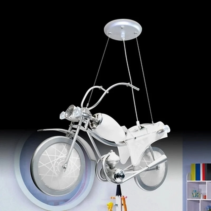 Алюминиевая мультяшная люстра E14 в форме мотоцикла современные лампы для детской