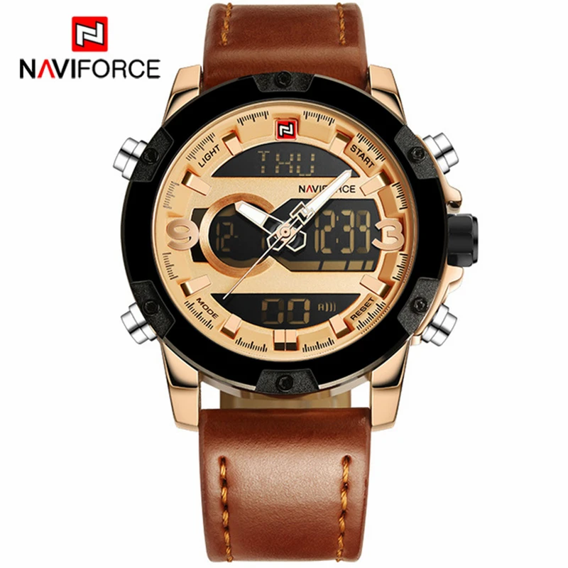 Часы наручные NAVIFORCE Мужские кварцевые аналоговые модные роскошные спортивные