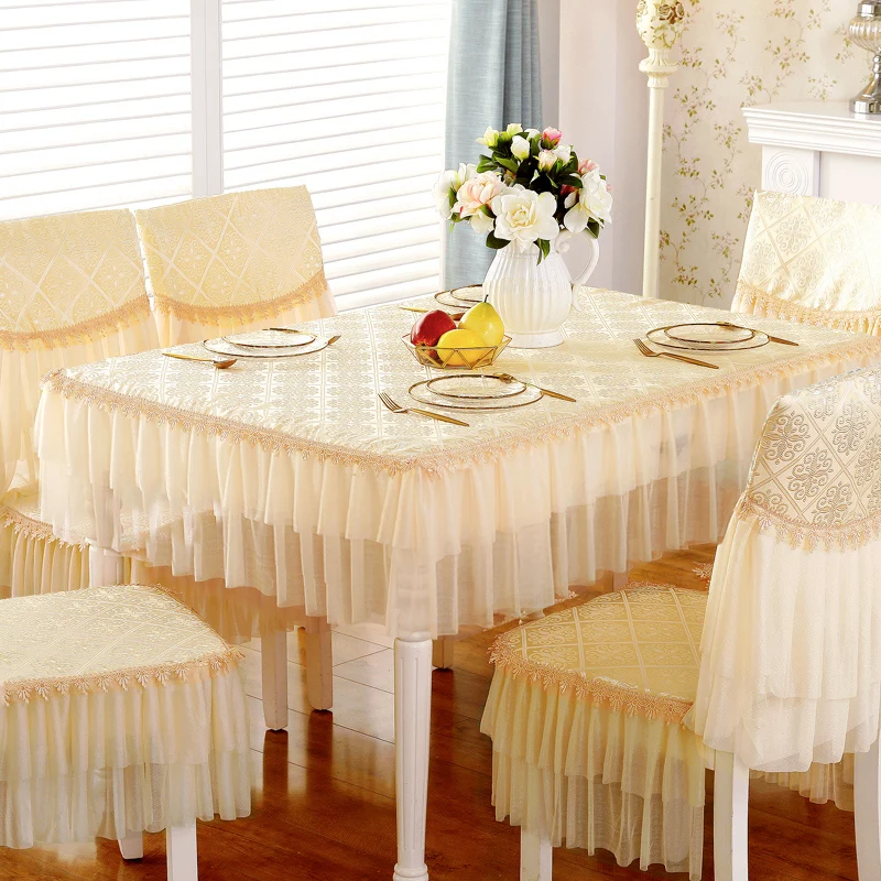 Кружевная юбка в сельском стиле прямоугольная синяя белая скатерть для стола