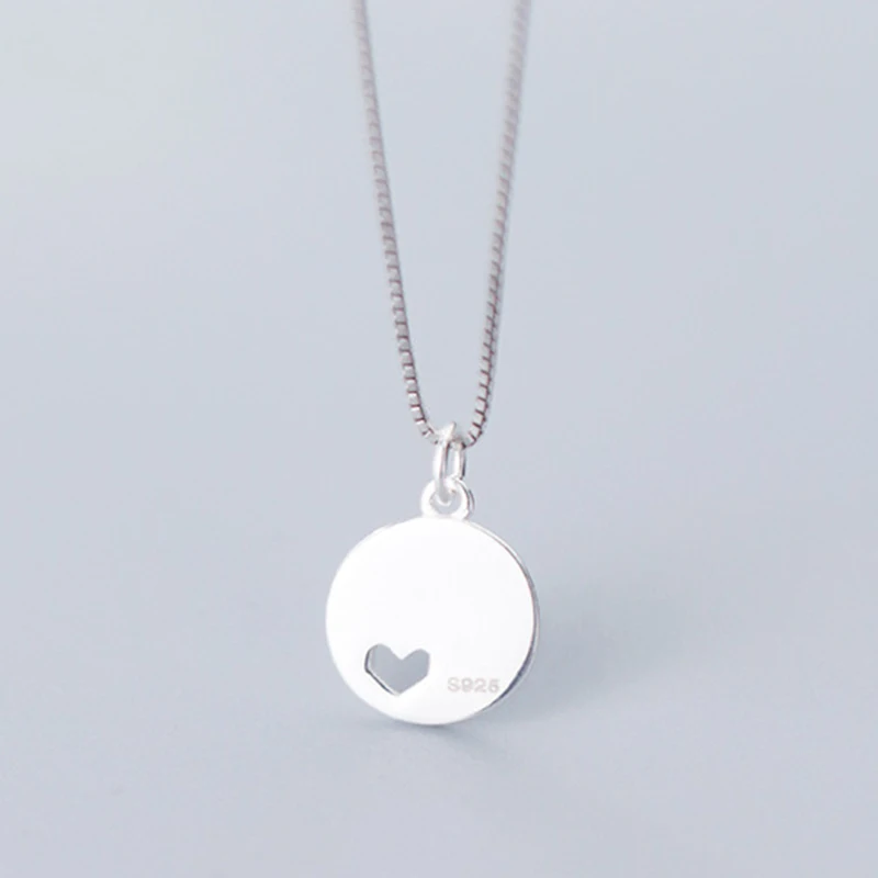 Ожерелье из стерлингового серебра 925 пробы с полым сердцем круглая подвеска на