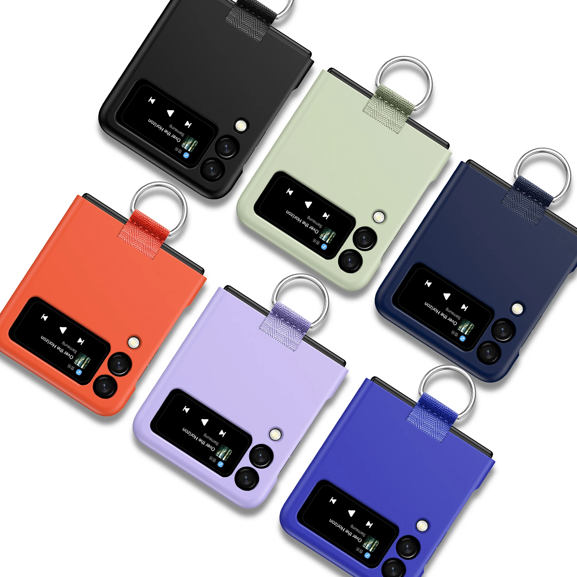 

Anti-Fingerprint Ring Holder Case for Samsung Galaxy Z Flip 3 5G Flip3 Shockproof Protective Cover Coque