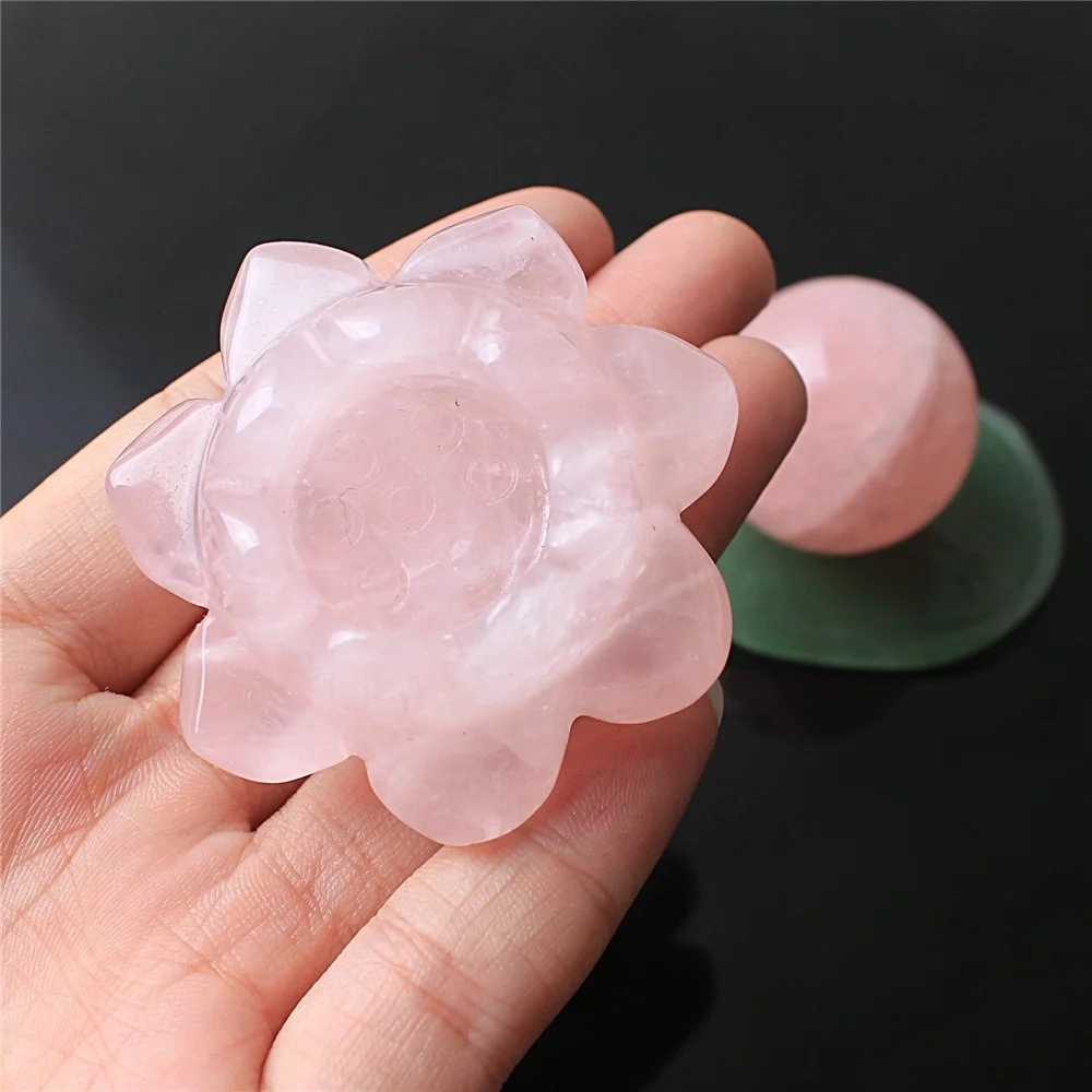 Натуральный розовый кварц хрустальный шар цветок лотоса основа для авантюрина