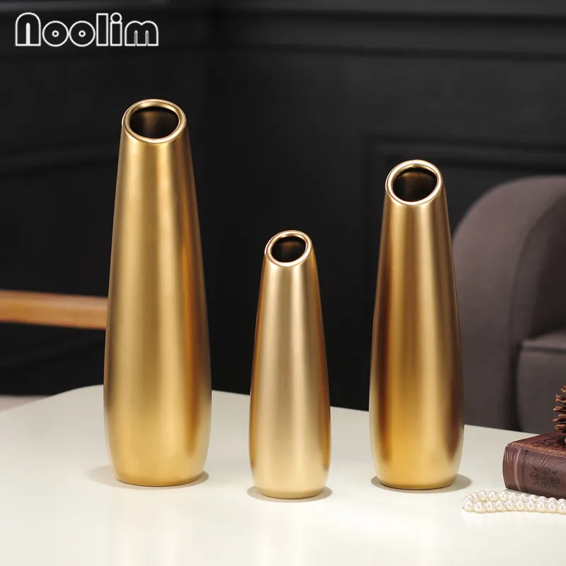 Скандинавская матовая Золотая и серебряная керамическая ваза для цветов