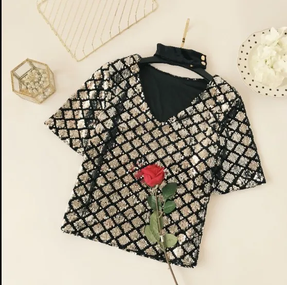 Распродажа! Женская футболка с коротким рукавом и V-образным вырезом | одежда