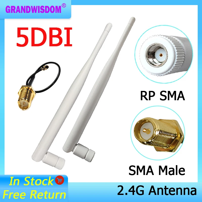 

GRANDWISDOM 2.4G antenna 5dbi sma female wlan wifi 2.4ghz antene ipex 1 4 BARE SMA male pigtail Extension Cable module antena
