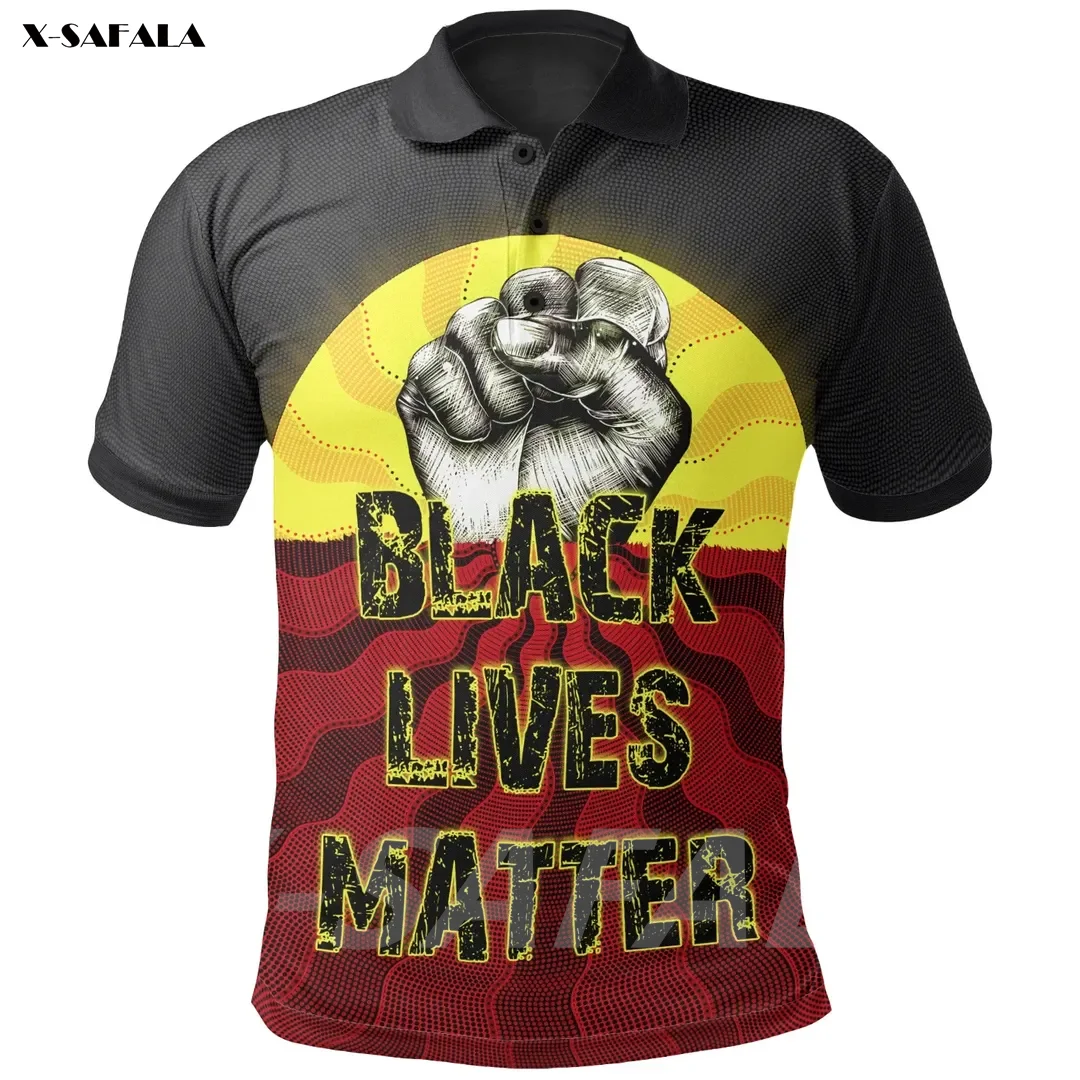 

Высококачественная новая рубашка-поло из полиэфирного волокна с 3D-принтом аборигенного черного живого материала для мужчин и женщин, рубаш...